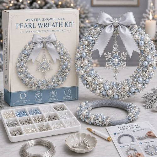 ⏳ Last Day 49% OFF--🎄✨ DIY Christmas Pearl Wreath Kit – Handmade Beaded Holiday Door Décor 💎🎀
