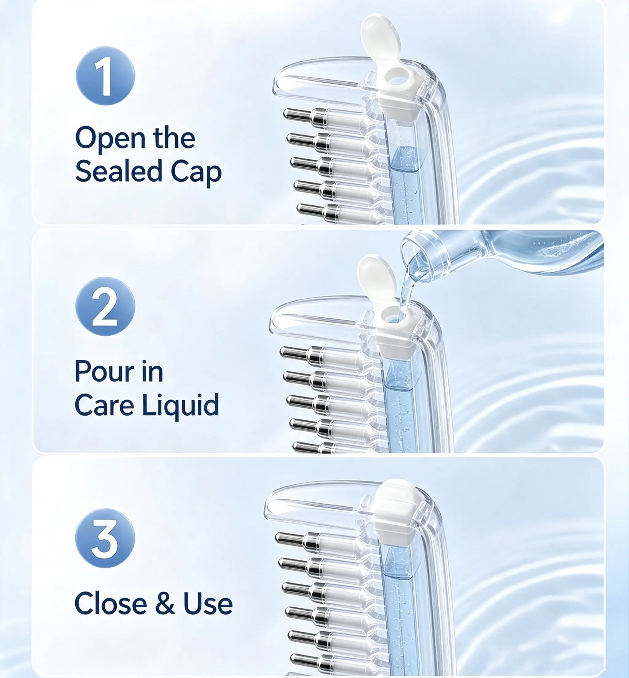 🔥Buy 1 GET 1 FREE--💧Refillable Scalp Oil Applicator Comb with 7 Metal Massage Tips – Even Root Serum Distribution & Scalp Stimulation for Hair Care