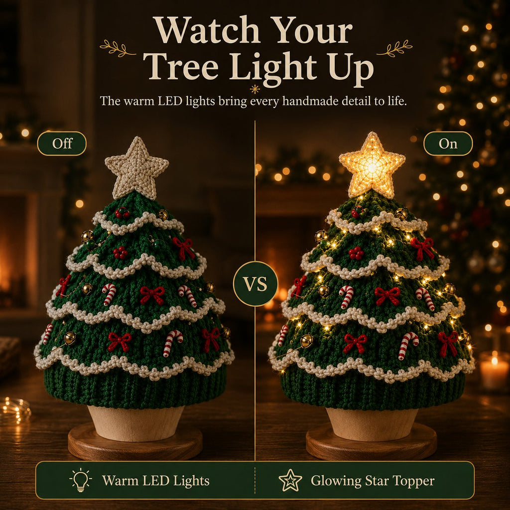 🔥Black Friday Deals 49% OFF--🎄Complete Light-Up Christmas Tree Crochet Hat DIY Kit