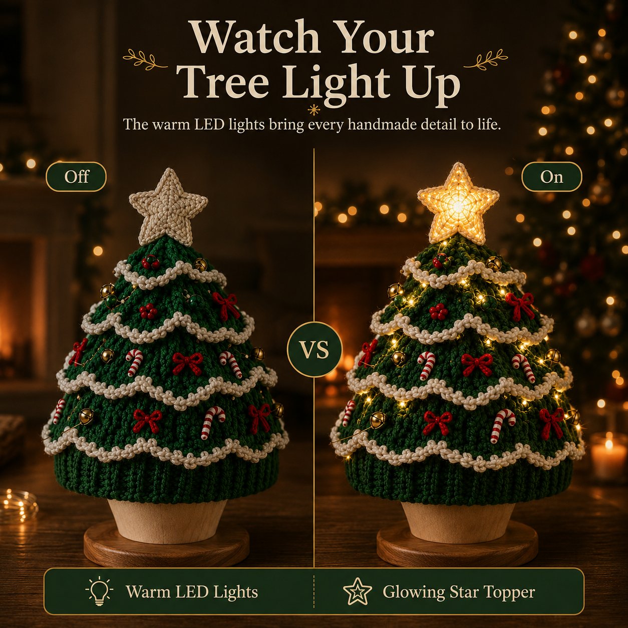 🔥Black Friday Deals 49% OFF--🎄Complete Light-Up Christmas Tree Crochet Hat DIY Kit