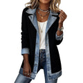 🔥Autumn Hot Sale 50% OFF💃Women’s Elegant Denim Spliced Ribbed Knit Coat – Stretchy, Stylish & Comfortable ✨