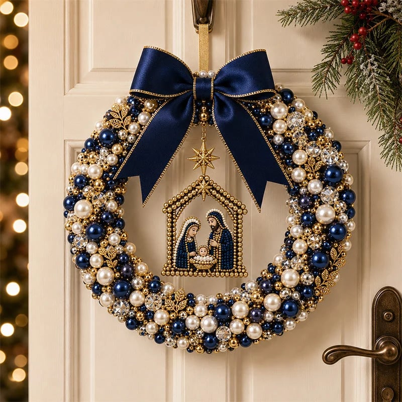 ⏳ Last Day 49% OFF--🎄✨ DIY Christmas Pearl Wreath Kit – Handmade Beaded Holiday Door Décor 💎🎀