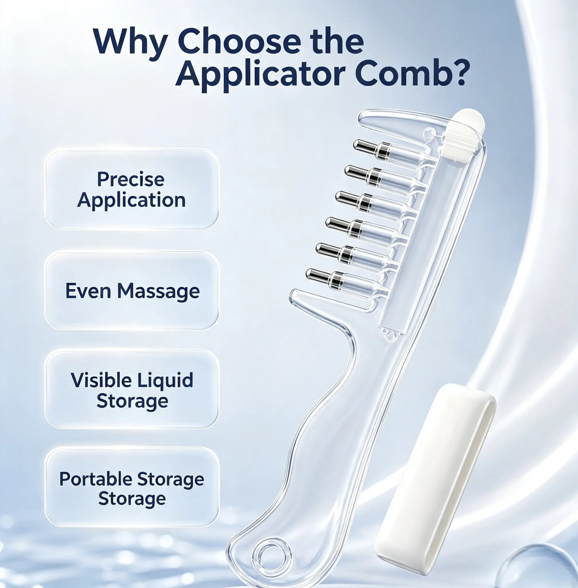 🔥Buy 1 GET 1 FREE--💧Refillable Scalp Oil Applicator Comb with 7 Metal Massage Tips – Even Root Serum Distribution & Scalp Stimulation for Hair Care