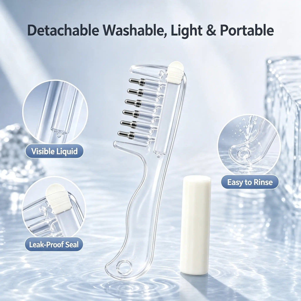 🔥Buy 1 GET 1 FREE--💧Refillable Scalp Oil Applicator Comb with 7 Metal Massage Tips – Even Root Serum Distribution & Scalp Stimulation for Hair Care