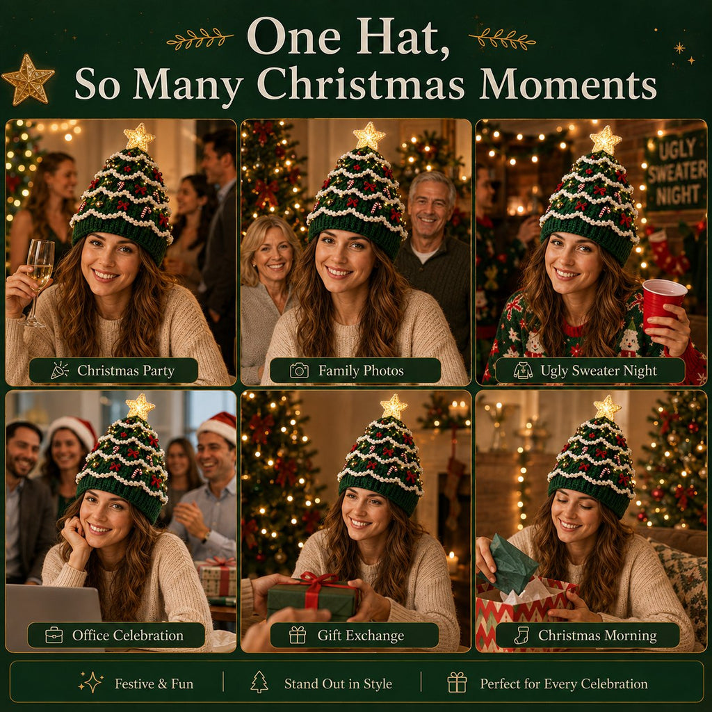 🔥Black Friday Deals 49% OFF--🎄Complete Light-Up Christmas Tree Crochet Hat DIY Kit