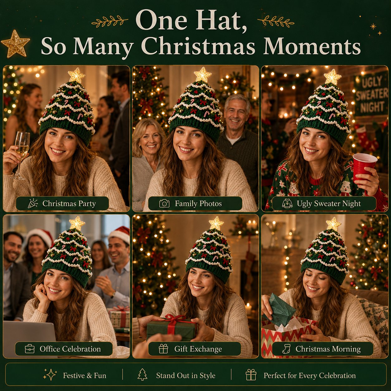 🔥Black Friday Deals 49% OFF--🎄Complete Light-Up Christmas Tree Crochet Hat DIY Kit