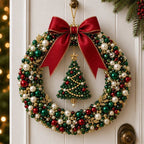 ⏳ Last Day 49% OFF--🎄✨ DIY Christmas Pearl Wreath Kit – Handmade Beaded Holiday Door Décor 💎🎀