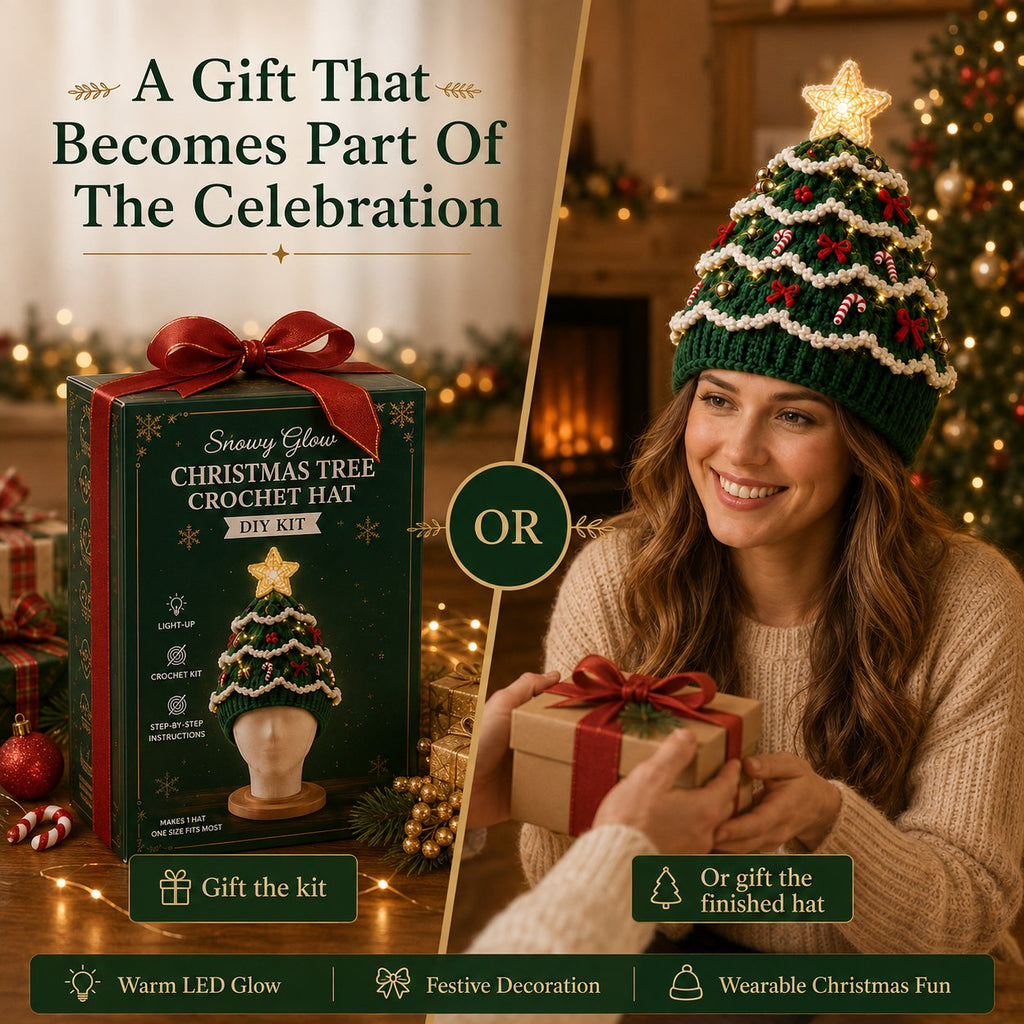 🔥Black Friday Deals 49% OFF--🎄Complete Light-Up Christmas Tree Crochet Hat DIY Kit