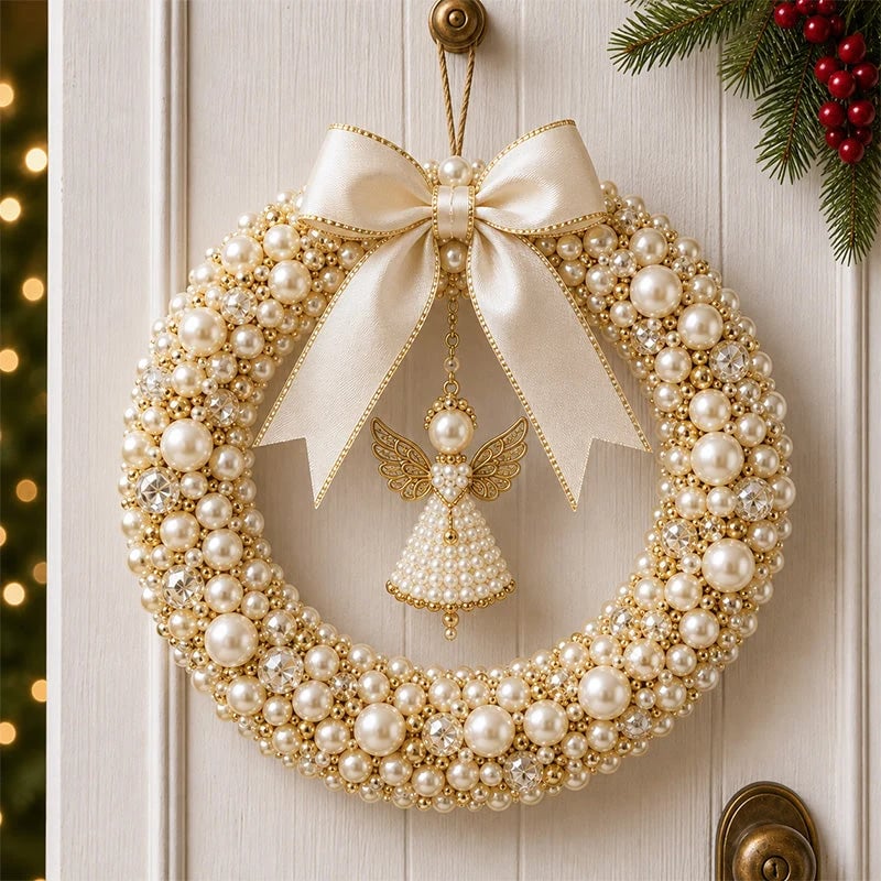 ⏳ Last Day 49% OFF--🎄✨ DIY Christmas Pearl Wreath Kit – Handmade Beaded Holiday Door Décor 💎🎀