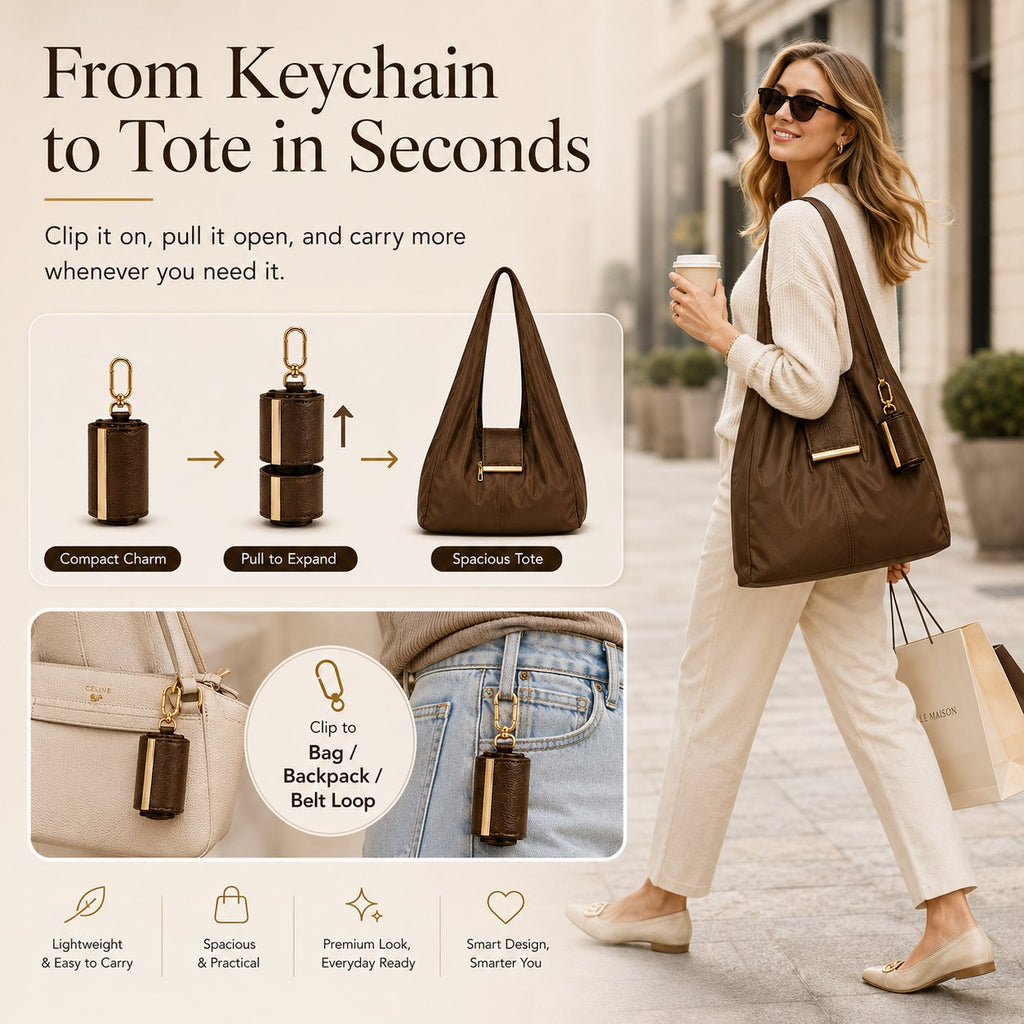 👜✨Foldable Shopping Bag Keychain Eco-Friendly Reusable Tote Bag