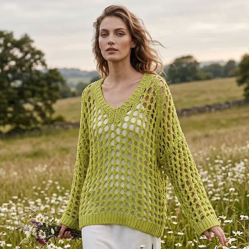 🌸 New Arrival 65% OFF 🌸 Women’s Casual Solid Color Crochet Knit Top