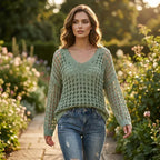 🌸 New Arrival 65% OFF 🌸 Women’s Casual Solid Color Crochet Knit Top