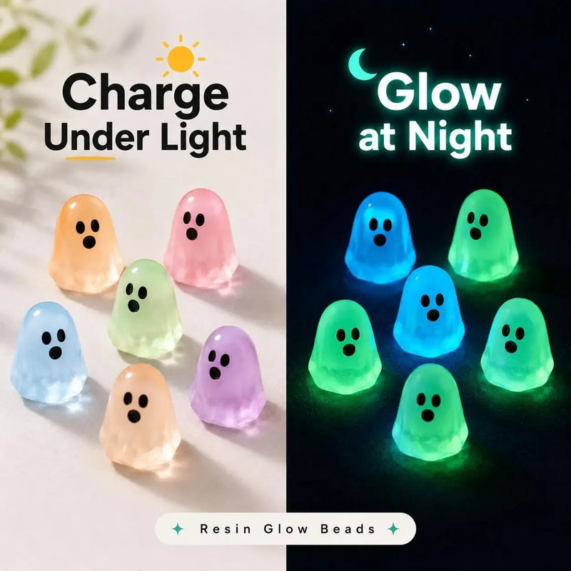 🔥LAST DAY 50% OFF - Glow-in-the-Dark Cute Ghost Resin Bead Set👻