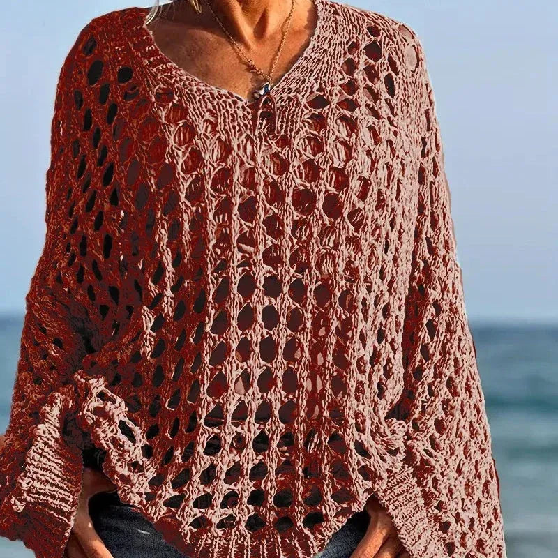 🌸 New Arrival 65% OFF 🌸 Women’s Casual Solid Color Crochet Knit Top