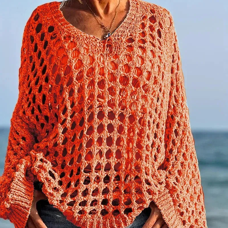 🌸 New Arrival 65% OFF 🌸 Women’s Casual Solid Color Crochet Knit Top