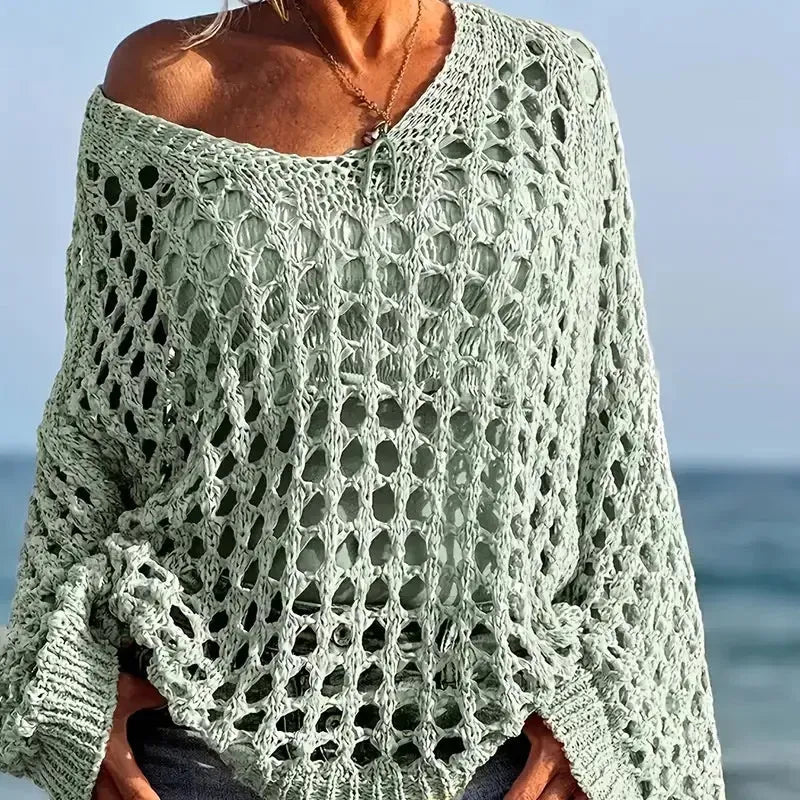 🌸 New Arrival 65% OFF 🌸 Women’s Casual Solid Color Crochet Knit Top
