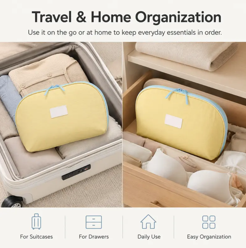 🎉 LIMITED TIME 50% OFF! 👙 Portable Underwear Storage Bag for Travel – Spherical Dome Design, Compartmentalized Interior & Durable Polyester ✨