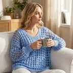 🌸 New Arrival 65% OFF 🌸 Women’s Casual Solid Color Crochet Knit Top