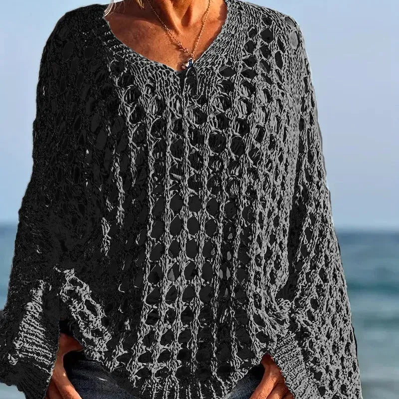 🌸 New Arrival 65% OFF 🌸 Women’s Casual Solid Color Crochet Knit Top