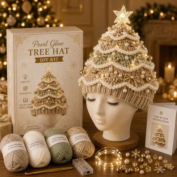 🔥Black Friday Deals 49% OFF--🎄Complete Light-Up Christmas Tree Crochet Hat DIY Kit